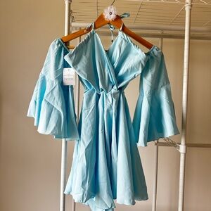 Elegant Blue Off-Shoulder Dress